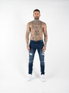 SPRAY ON RIPPED AND REPAIRED JEANS - BLUE